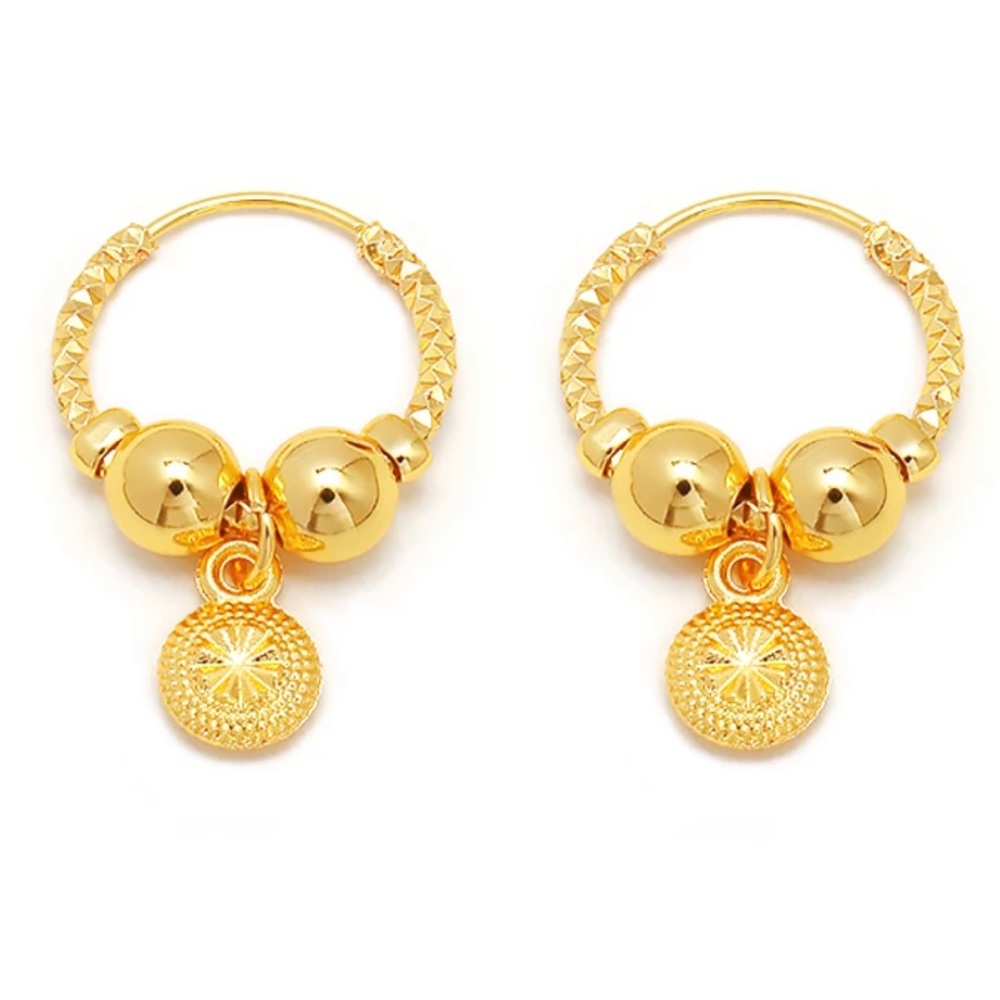 24K Gold Plated Dangle Drop Hoop Earrings